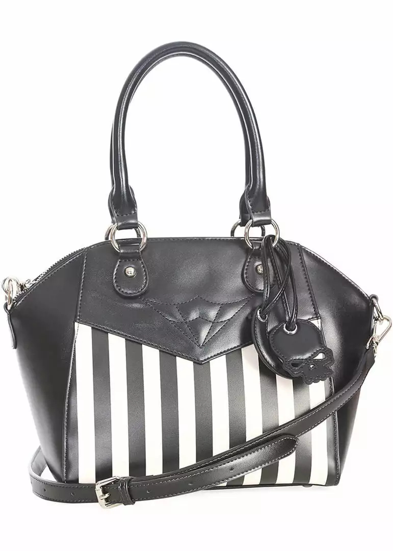Banned Another Lost Soul Striped Handbag Black White New In 4 Banned Another Lost Soul Striped Handbag Black White New In