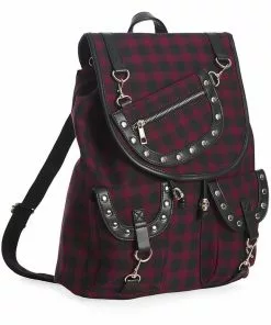 Banned Yami Check Backpack Burgundy New In