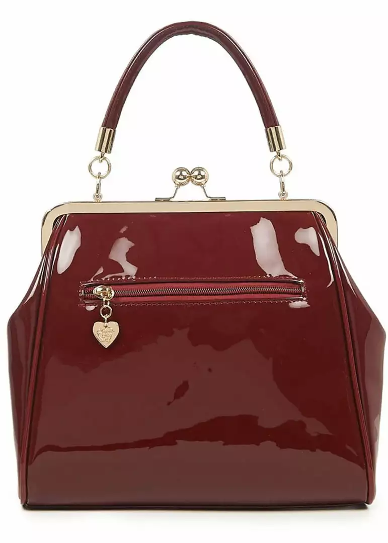 Banned American Vintage 50's Handbag Burgundy New In 4 Banned American Vintage 50's Handbag Burgundy New In
