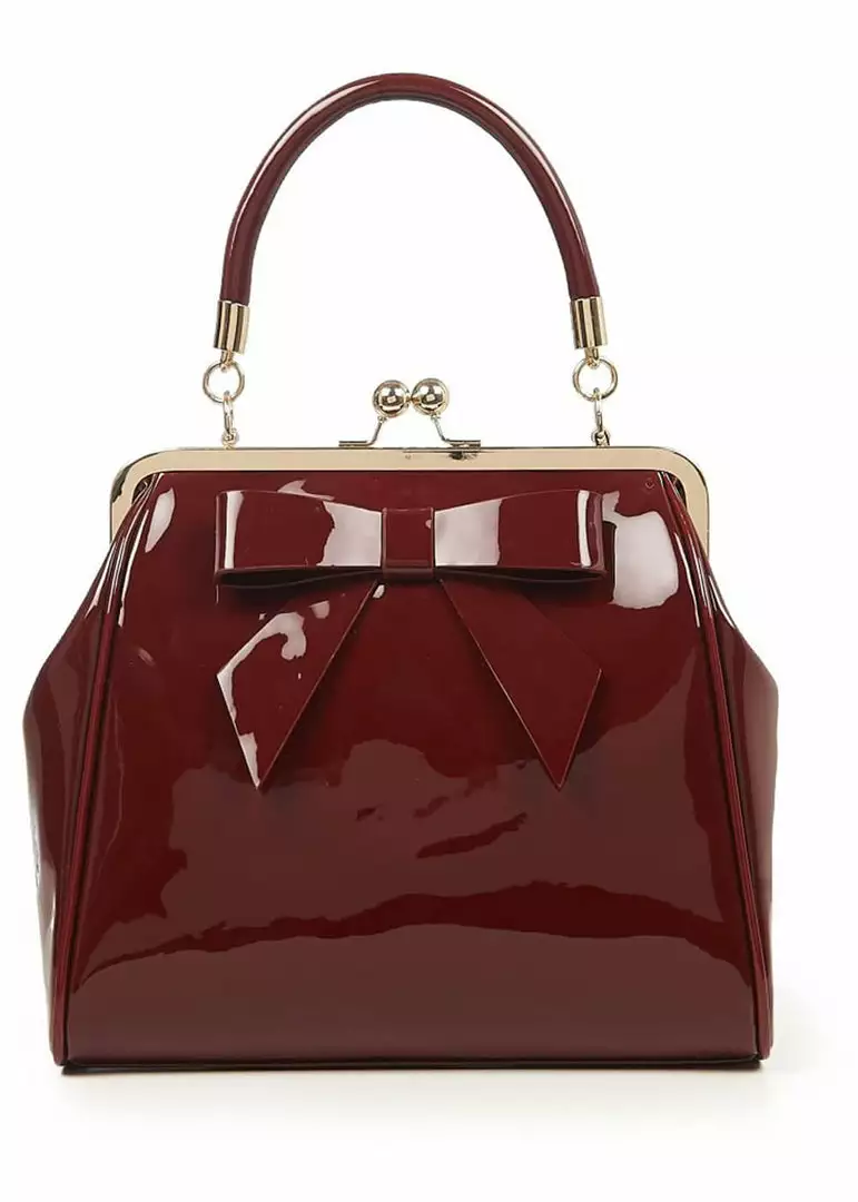 Banned American Vintage 50's Handbag Burgundy New In 3 Banned American Vintage 50's Handbag Burgundy New In