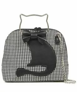 Banned Dixie Cat Bag Houndstooth Black New In