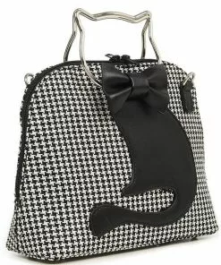 Banned Dixie Cat Bag Houndstooth Black New In
