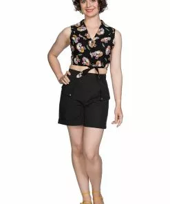 New In Banned Fruit Days 50's Knotted Blouse Black 8 New In Banned Fruit Days 50's Knotted Blouse Black