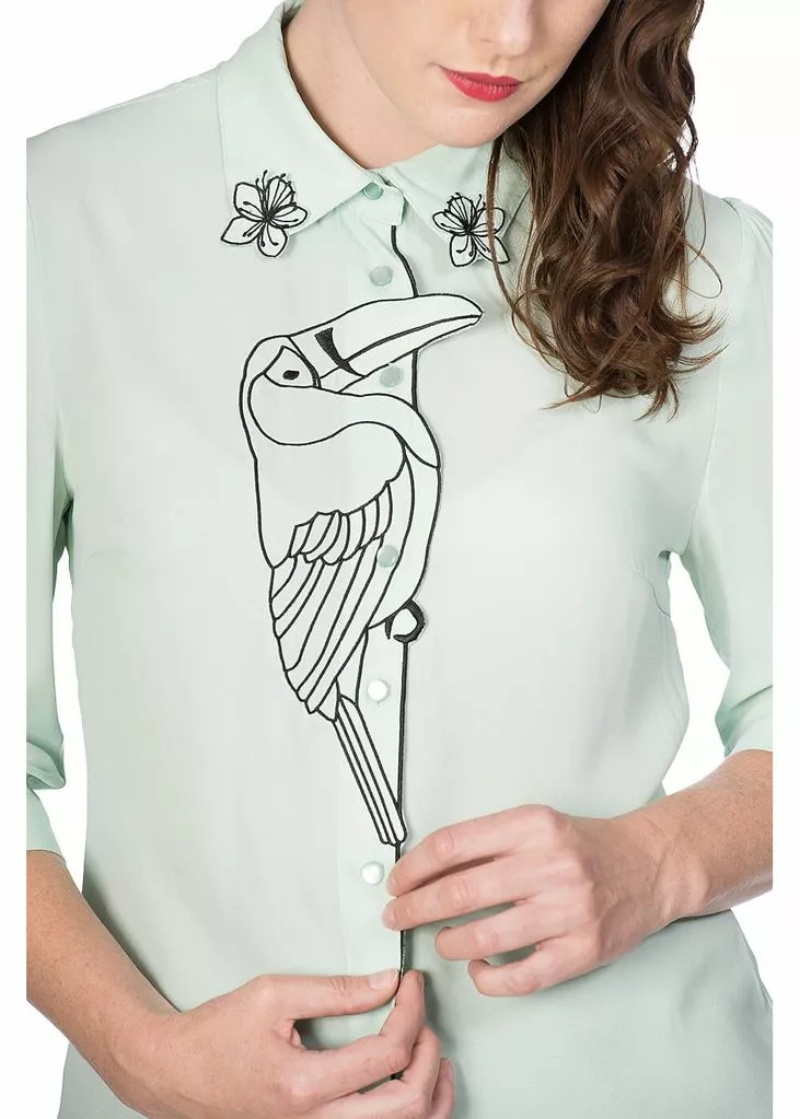 Banned Toucan 40's Blouse Mint Green 3 Banned Toucan 40's Blouse Mint Green