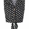 Banned Polkadot 50's Knotted Blouse Black