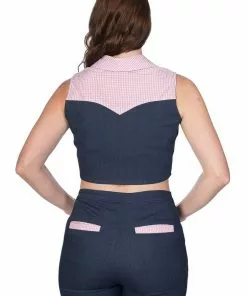 Banned Diner Days 50's Tie Blouse Dark Blue New In 7 Banned Diner Days 50's Tie Blouse Dark Blue New In