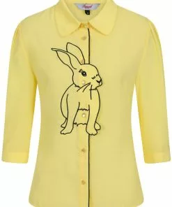 New In Banned Bunny Hop 40's Blouse Yellow