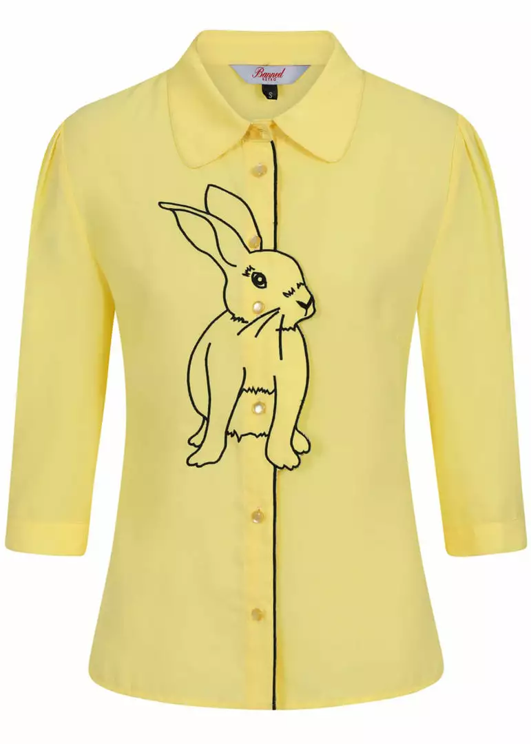 New In Banned Bunny Hop 40's Blouse Yellow 3 New In Banned Bunny Hop 40's Blouse Yellow