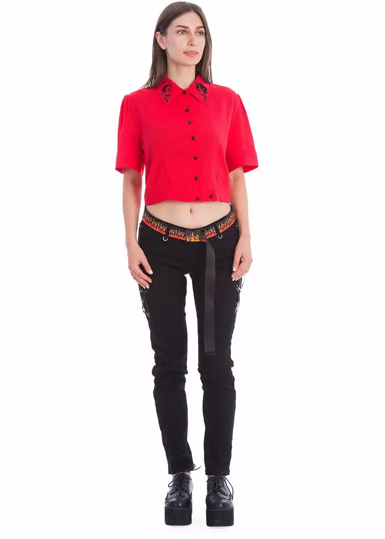 Banned Good Vs. Bad Voice Devil Blouse Red New In 5 Banned Good Vs. Bad Voice Devil Blouse Red New In