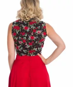 Banned Rose Garden 50's Tie Blouse Black New In