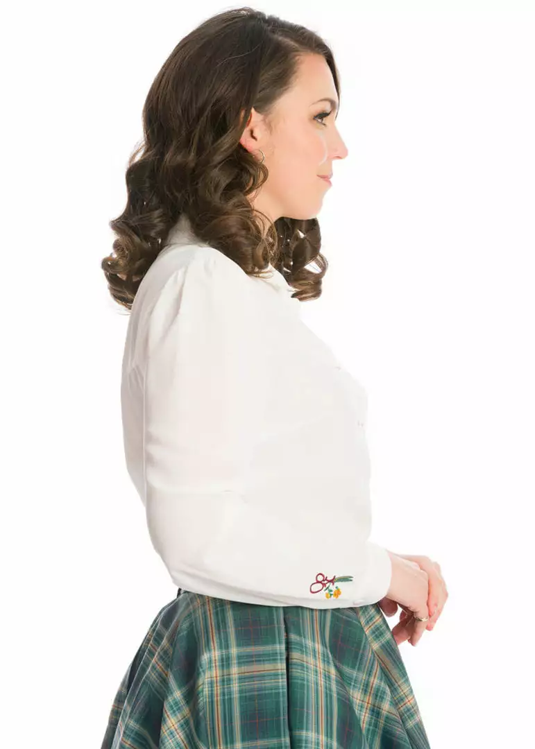 New In Banned Sewing Bee 40's Blouse White 4 New In Banned Sewing Bee 40's Blouse White