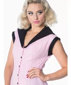 Banned Grease Gingham 50's Blouse Pink
