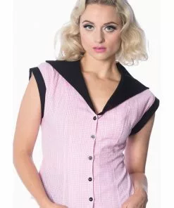 Banned Grease Gingham 50's Blouse Pink 9 Banned Grease Gingham 50's Blouse Pink