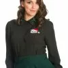 Banned Pocket Cat Christmas 40's Blouse Black 1 Banned Pocket Cat Christmas 40's Blouse Black