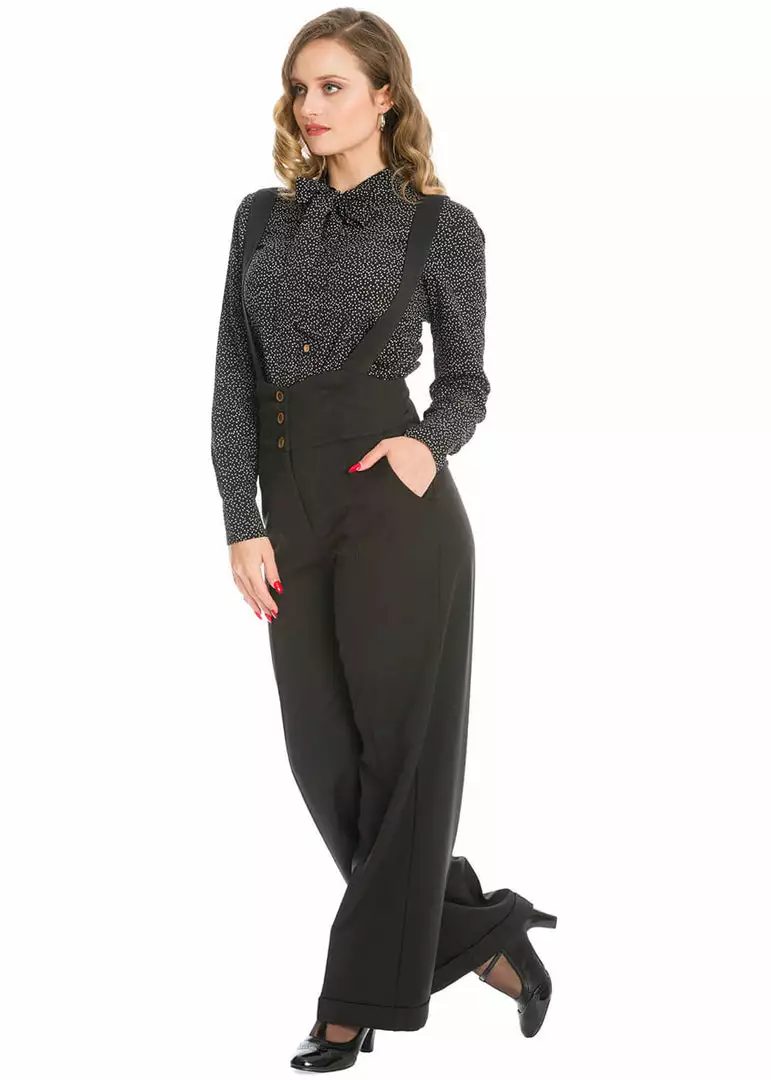 Banned Heart Of Gold 40's Pussybow Blouse Black New In 4 Banned Heart Of Gold 40's Pussybow Blouse Black New In