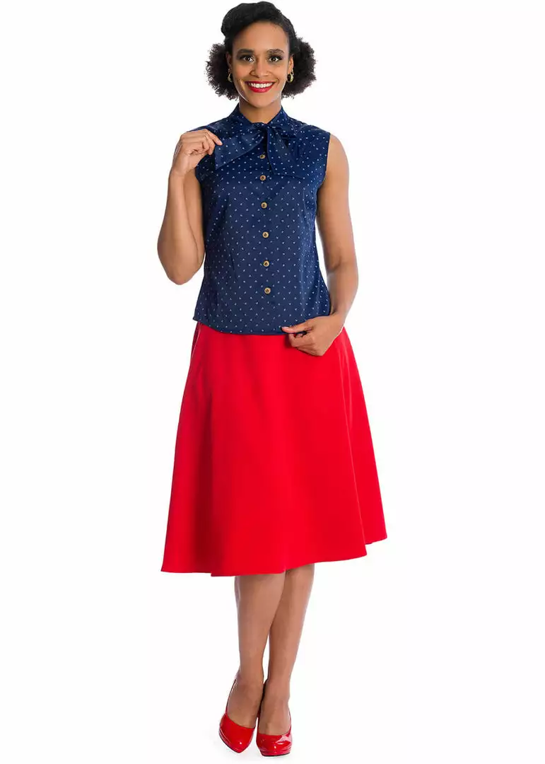 Banned Sea Scape Anchor 50's Blouse Navyblue 6 Banned Sea Scape Anchor 50's Blouse Navyblue