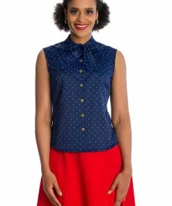 Banned Sea Scape Anchor 50's Blouse Navyblue 11 Banned Sea Scape Anchor 50's Blouse Navyblue