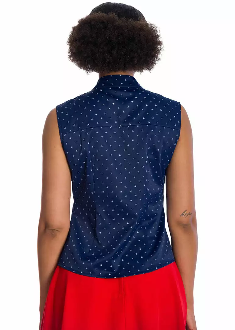 Banned Sea Scape Anchor 50's Blouse Navyblue 5 Banned Sea Scape Anchor 50's Blouse Navyblue