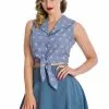 New In Banned Hot Air Balloon Dreaming 50's Blouse Blue 2 New In Banned Hot Air Balloon Dreaming 50's Blouse Blue