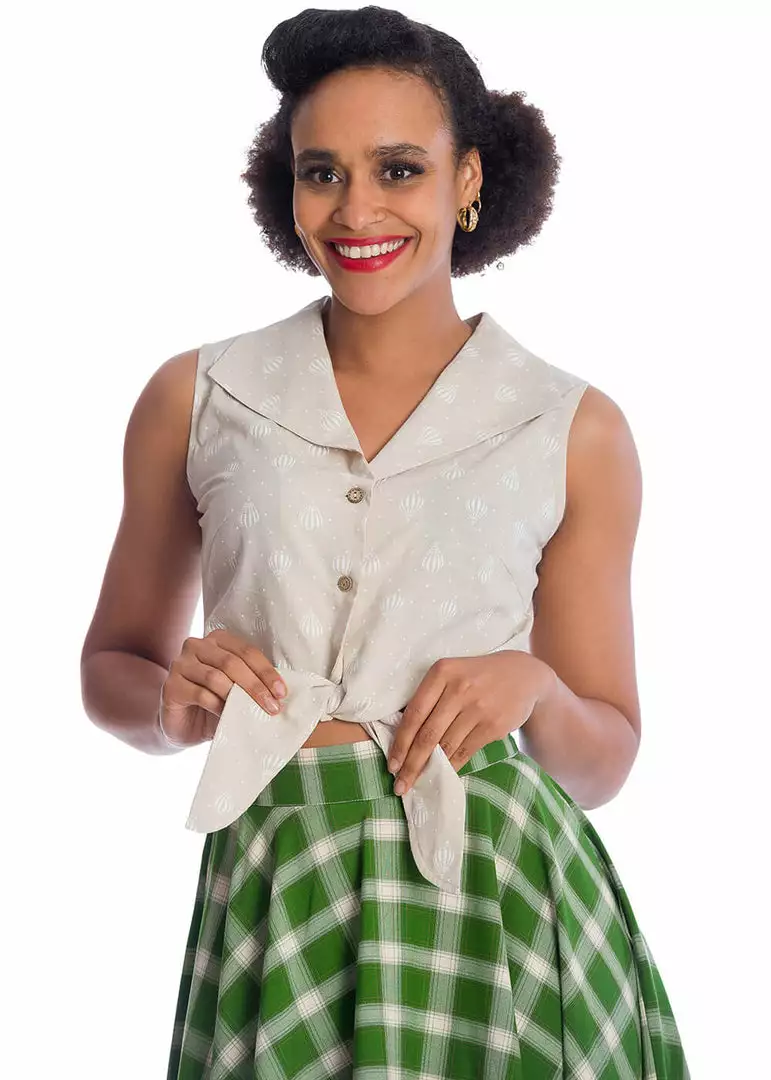 New In Banned Hot Air Balloon Dreaming 40's Blouse Ivory 3 New In Banned Hot Air Balloon Dreaming 40's Blouse Ivory