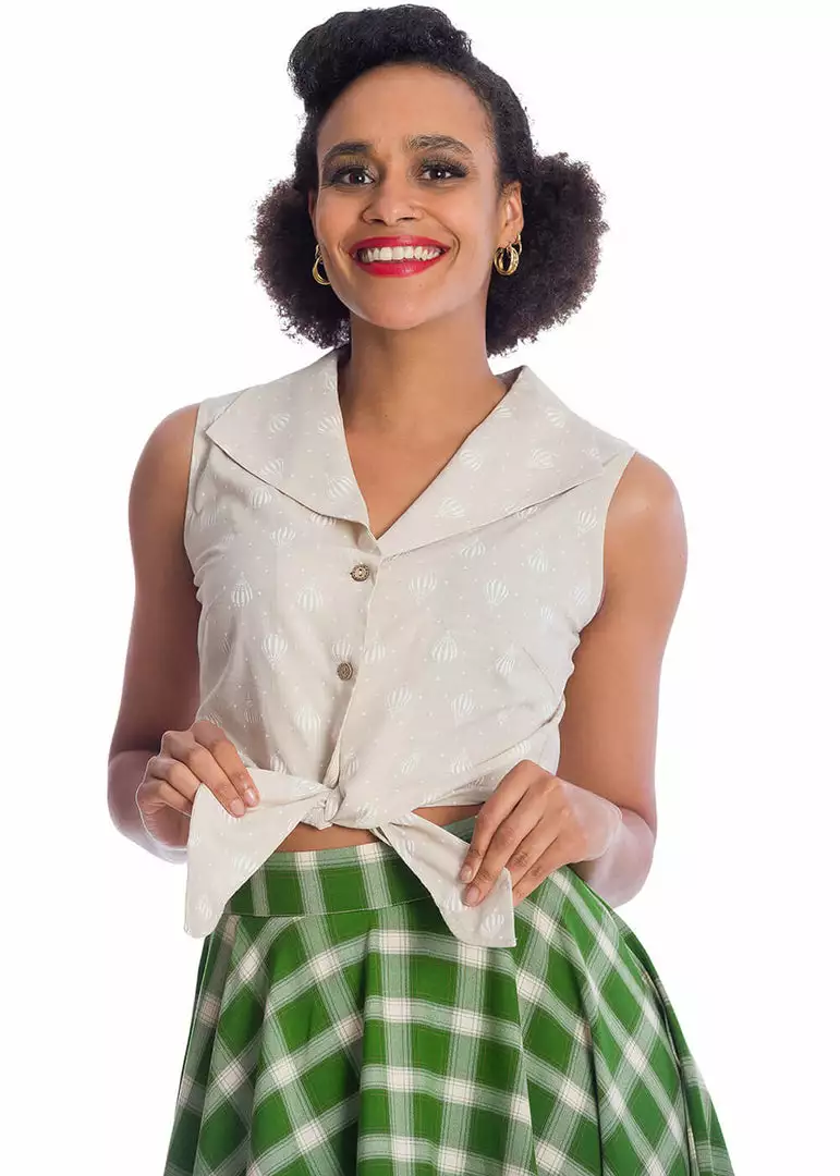 New In Banned Hot Air Balloon Dreaming 40's Blouse Ivory 5 New In Banned Hot Air Balloon Dreaming 40's Blouse Ivory