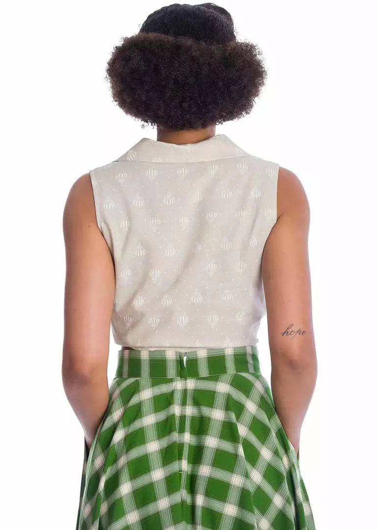 New In Banned Hot Air Balloon Dreaming 40's Blouse Ivory 4 New In Banned Hot Air Balloon Dreaming 40's Blouse Ivory