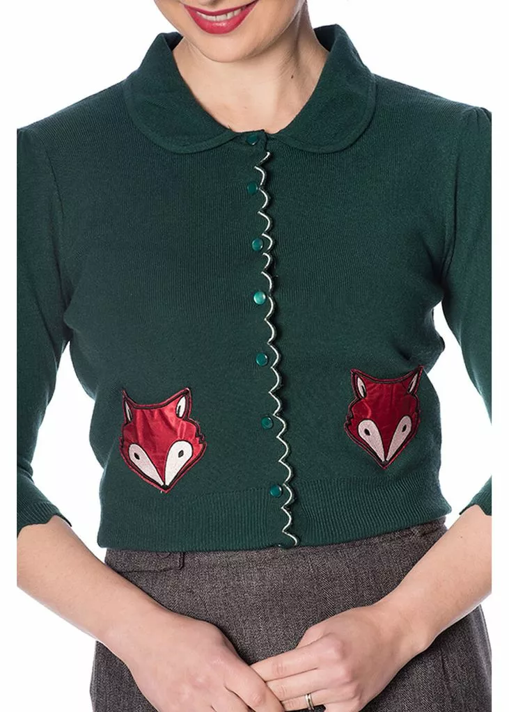 New In Banned Foxy 40's Cardigan Dark Green 4 New In Banned Foxy 40's Cardigan Dark Green