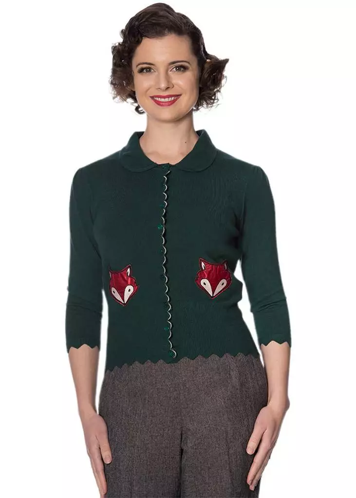 New In Banned Foxy 40's Cardigan Dark Green 3 New In Banned Foxy 40's Cardigan Dark Green