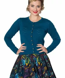 Banned Wendy 40's Pointelle Cardigan Blue New In