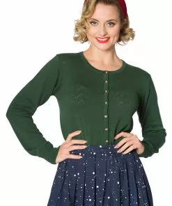 Banned Wendy 40's Pointelle Cardigan Green New In