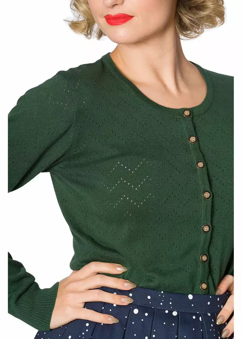 Banned Wendy 40's Pointelle Cardigan Green New In 4 Banned Wendy 40's Pointelle Cardigan Green New In