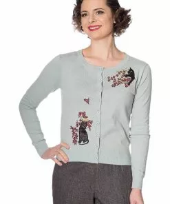 Banned Black Cat Bloom 40's Cardigan Blue