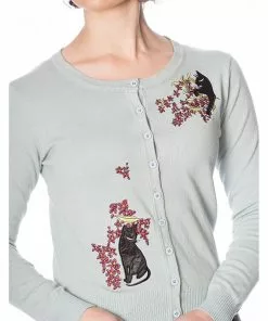 Banned Black Cat Bloom 40's Cardigan Blue