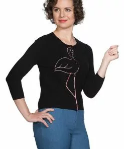 New In Banned Flamingo Honnie 50's Cardigan Black