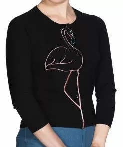 New In Banned Flamingo Honnie 50's Cardigan Black