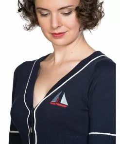 Banned Summer Sail 40's Cardigan Navy Blue New In