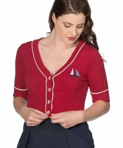 New In Banned Summer Sail 40's Cardigan Red