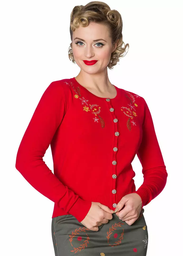 New In Banned Winter Leaves 40's Cardigan Red 3 New In Banned Winter Leaves 40's Cardigan Red