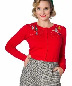 New In Banned Christmas Town 40's Cardigan Red