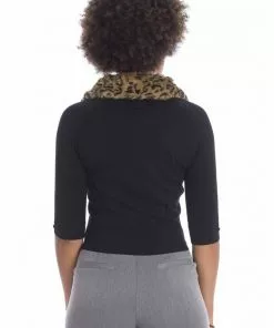 Banned Leopard Collar 40's Cardigan Black