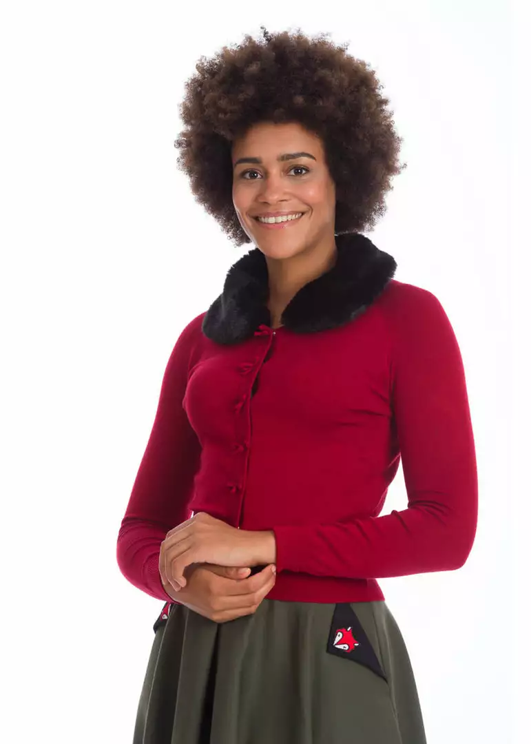 New In Banned Bow Dreaming 40's Cardigan In Burgundy 3 New In Banned Bow Dreaming 40's Cardigan In Burgundy