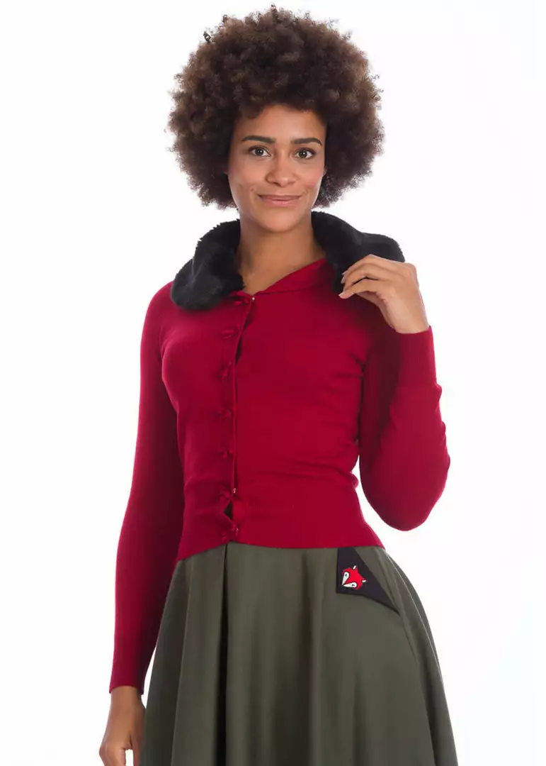 New In Banned Bow Dreaming 40's Cardigan In Burgundy 4 New In Banned Bow Dreaming 40's Cardigan In Burgundy