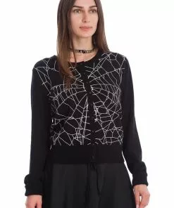 New In Banned Creepy Spider Cardigan Black