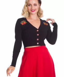 Banned Strawberry Fields 50's Cardigan Black New In