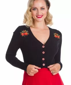 Banned Strawberry Fields 50's Cardigan Black New In