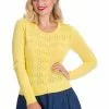 New In Banned Flower Power 40's Cardigan Yellow