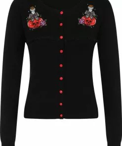 Banned Poison RIP Skull 50's Cardigan Black