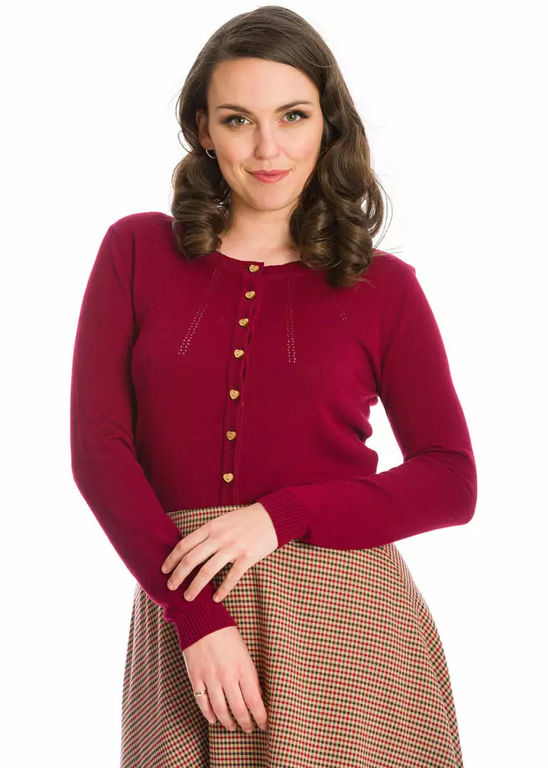 Banned Nina 50's Cardigan Aubergine Purple New In 3 Banned Nina 50's Cardigan Aubergine Purple New In