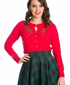 Banned Holly Go Lightly 50's Cardigan Red New In