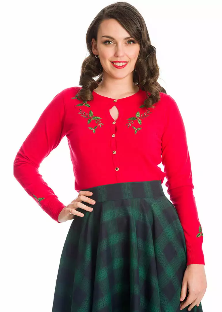 Banned Holly Go Lightly 50's Cardigan Red New In 4 Banned Holly Go Lightly 50's Cardigan Red New In